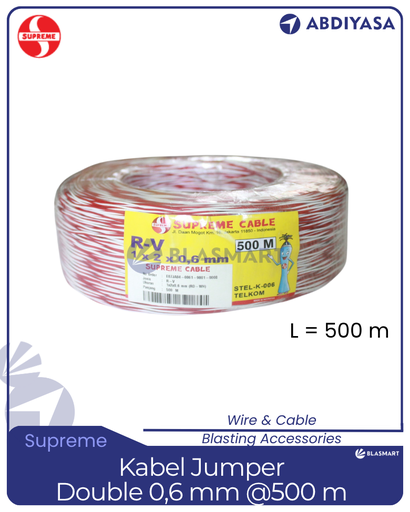 [S2-0.6-500-B] Kabel Jumper Supreme - Double 0,6 mm @500 m (Merah - Biru)